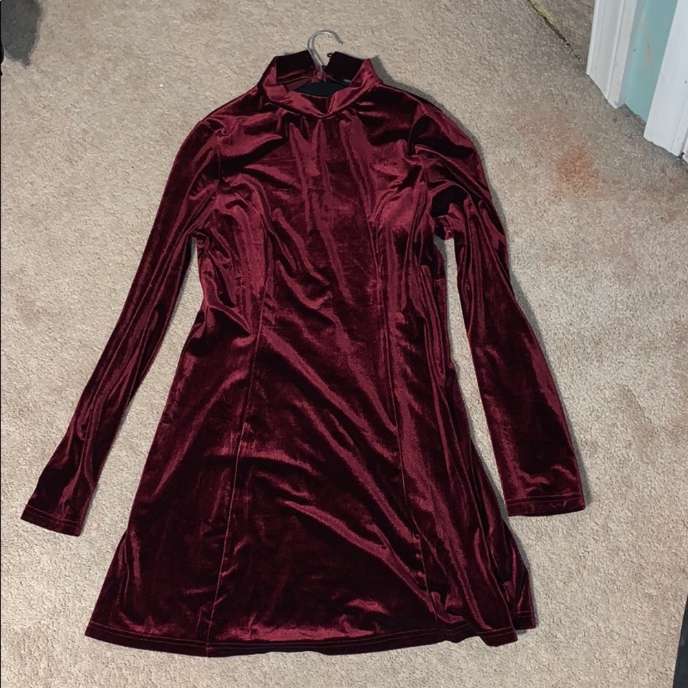 Red Velvet high neck dress